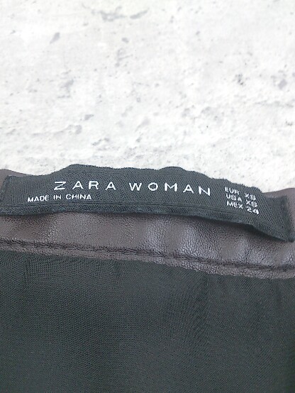 ◇ ZARA WOMAN ザラ ウーマン サイドジップ パンチング 膝下丈 プリーツ スカート EUR XS USA XS MEX 24 ブラウン系 * 1002799414951_画像3