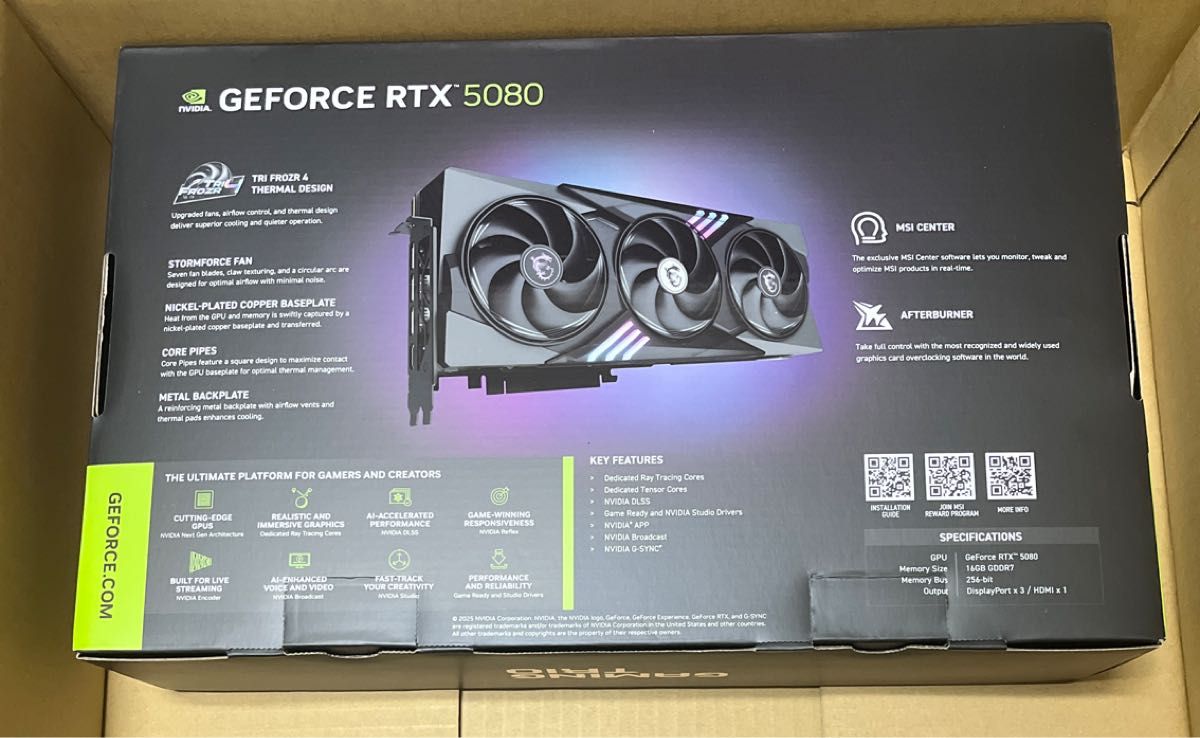 MSI GeForce RTX 5080 16G GAMING TRIO OC グラフィックスカード MSI GeForce RTX 5080 16G GAMING TRIO OC グラフィックスカード