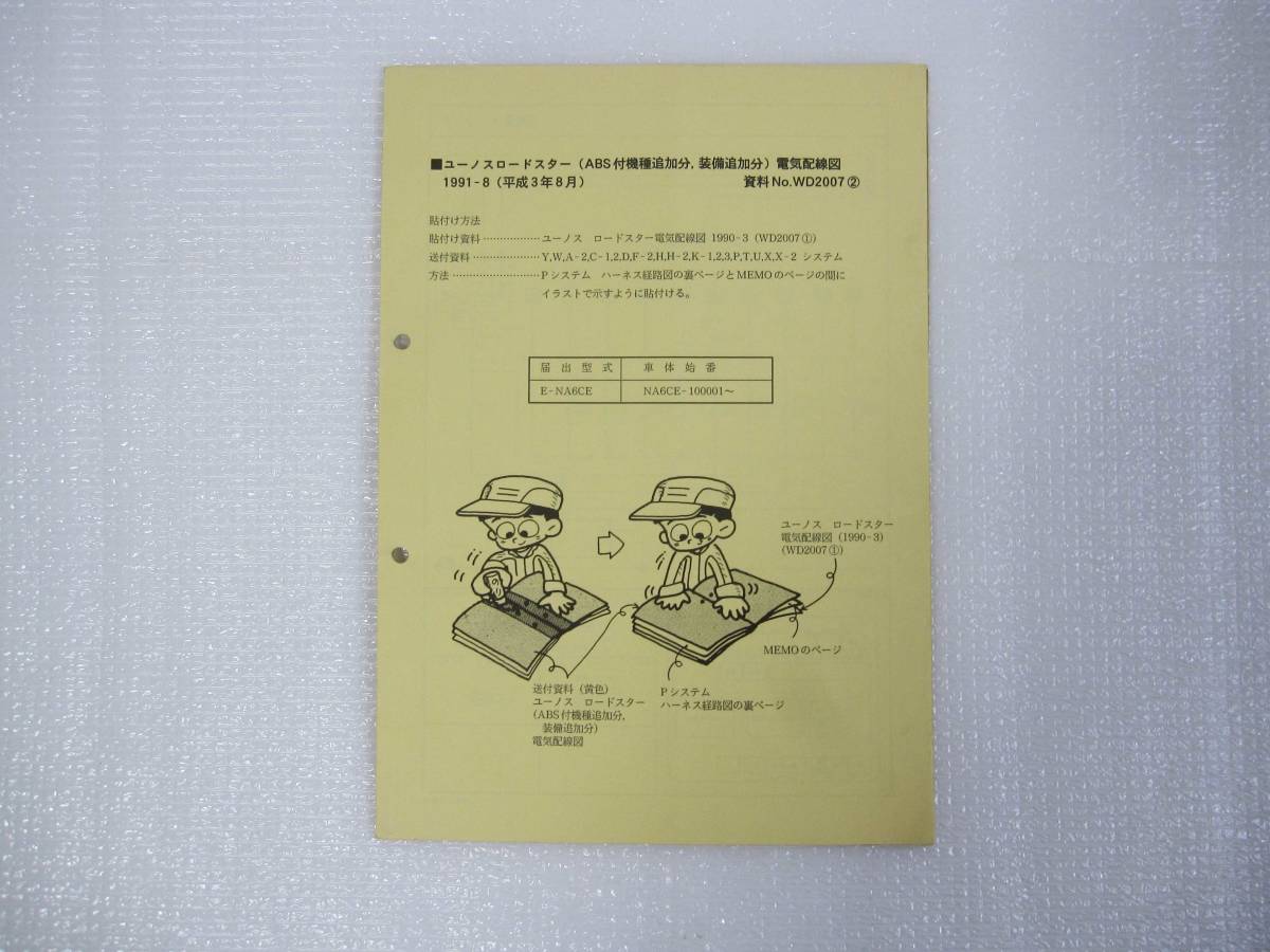 【 マツダ 発行 正規品】 ユーノス ロードスター NA 電気配線図 ABS 付機種追加分 分解 整備 メンテナンス 旧車 維持 NB _画像1