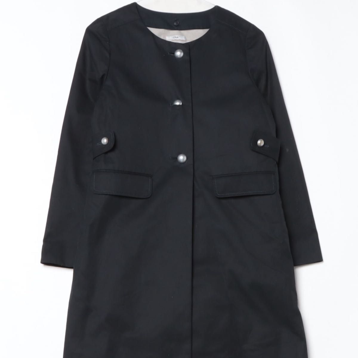 IENA】 ロングコート ノーカラーコート アンゴラ60% 黒 IENA】 ロングコート ノーカラーコート アンゴラ60% 黒