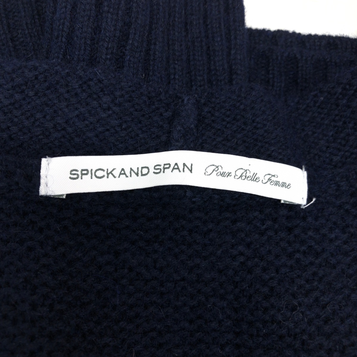 美品 Spick&Span スピック&スパン カシミヤ アンゴラ ウール混 ニット セーター 濃紺 ネイビー レディース 日本製_画像3