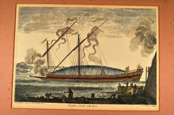 LA GALERE REALE ALA FONDE ガレー船の図 1690年頃 ベンハー LA GALERE REALE ALA FONDE ガレー船の図 1690年頃 ベンハー