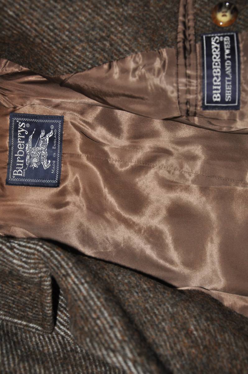 一点物 英国製 vintage Burberrys バルマカーンコート バーバリー ステンカラー ツイード ウール 一枚袖（参考）ブラウン　茶色_画像2