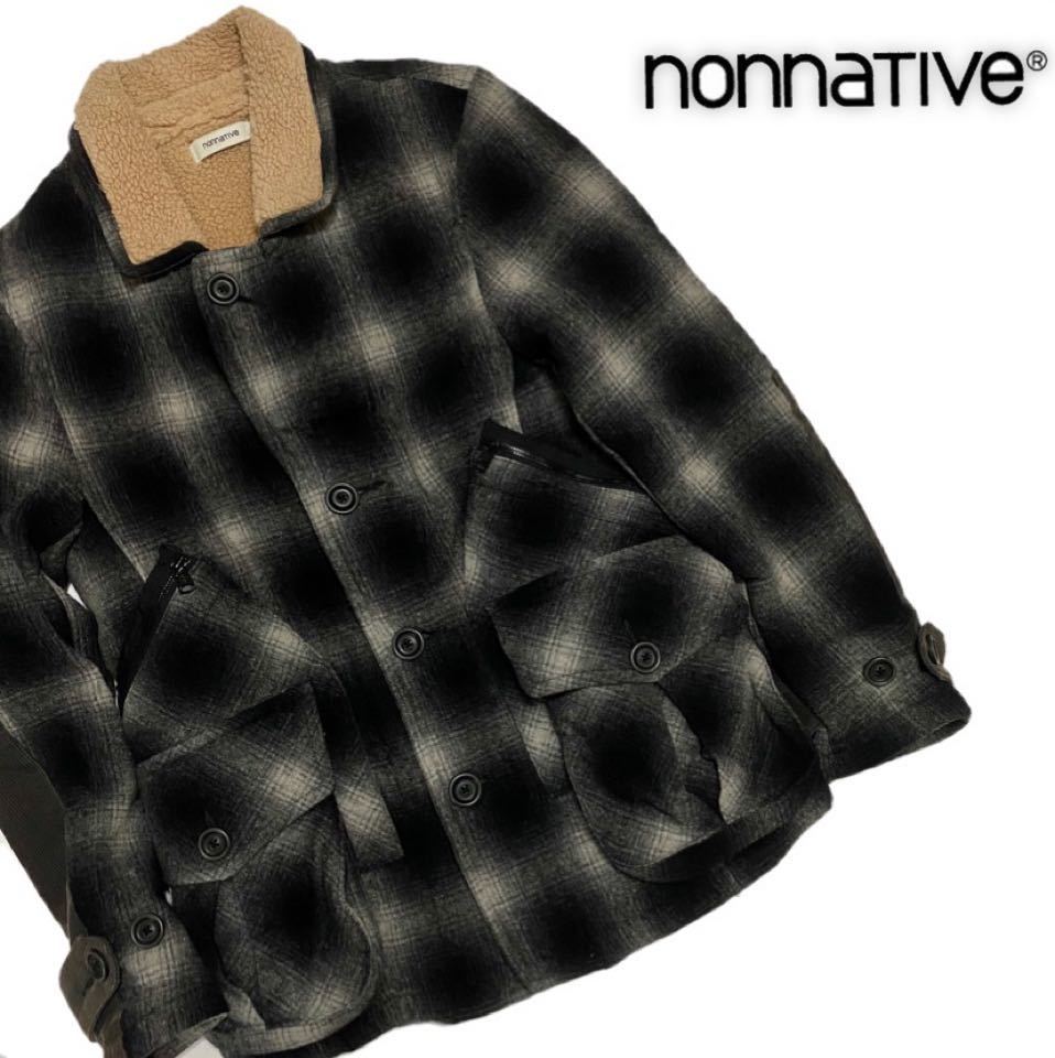 即決★nonnative ノンネイティブ★サイズ【1】チェックブルゾン ジャケット コート ボア コーデュロイ ハンティングデザイン