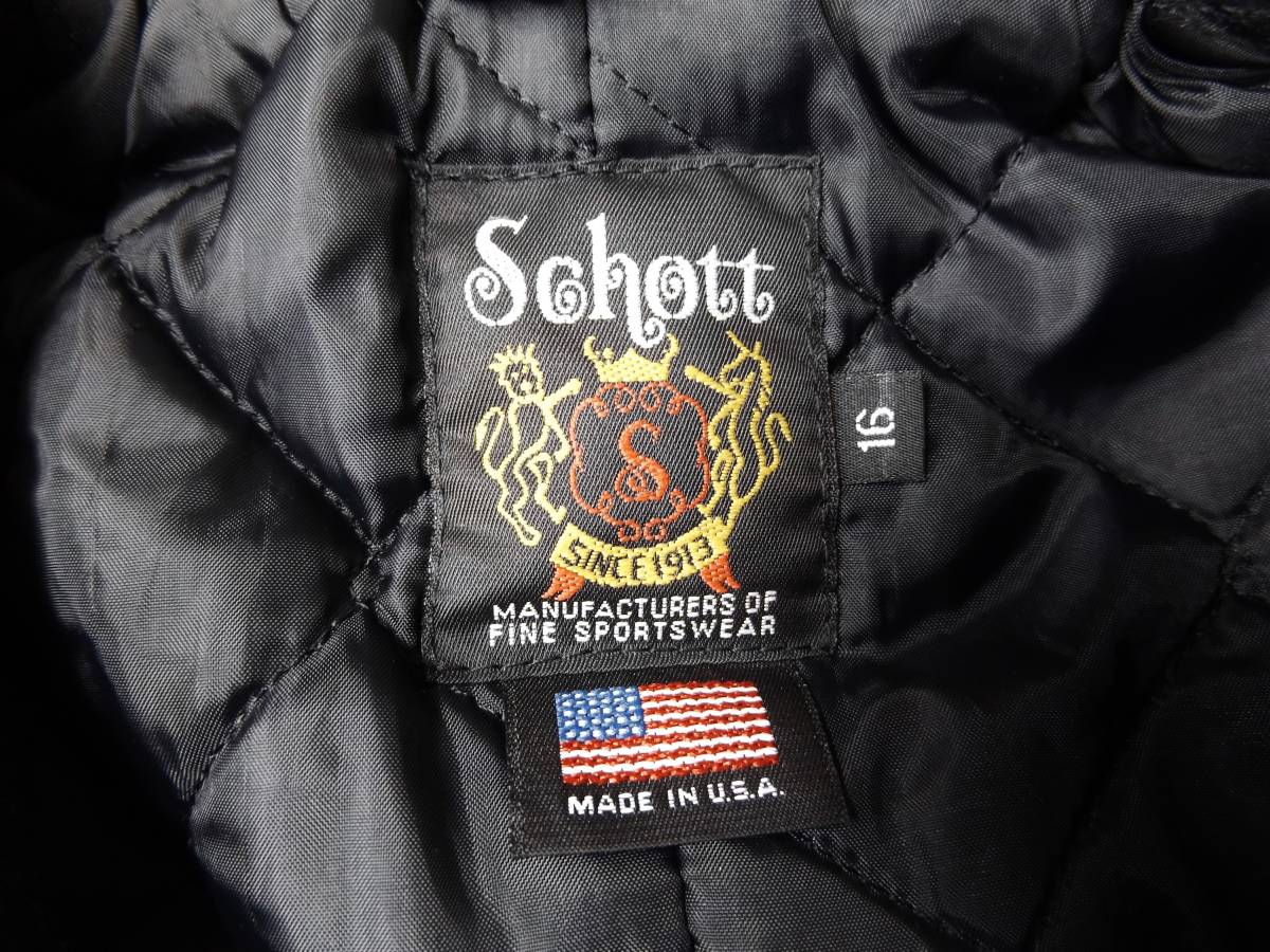 ◆希少16◆Schott ショット ワンスター ライダース Pコート 768B 黒 ブラック USA アメリカ製 メルトン ウール ONE STAR 送料無料