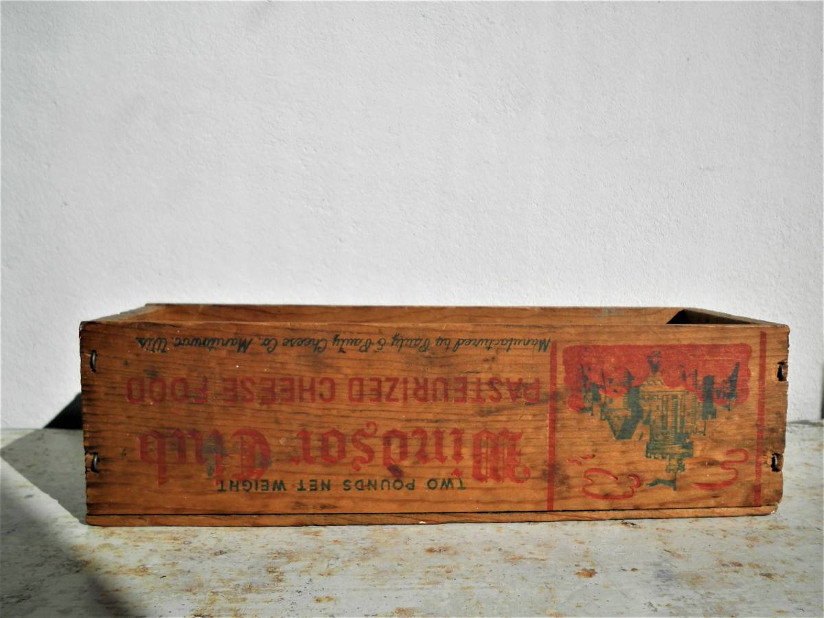 アメリカ アンティーク チーズボックス 木箱 レターラック 小物入れ 赤文字 アメリカンカントリーデポー３９購入