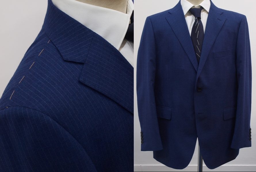 * liquidation autumn winter BB7/T175-185-W98/ blue navy blue stripe /no- tuck 2 button slim suit / business new goods prompt decision 