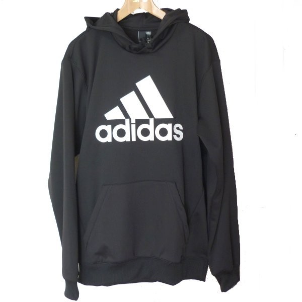 大きいサイズ◆送料無料◆新品未使用●(メンズ2XL)(XO) アディダス adidas 黒ロゴ裏フリースパーカー_画像1