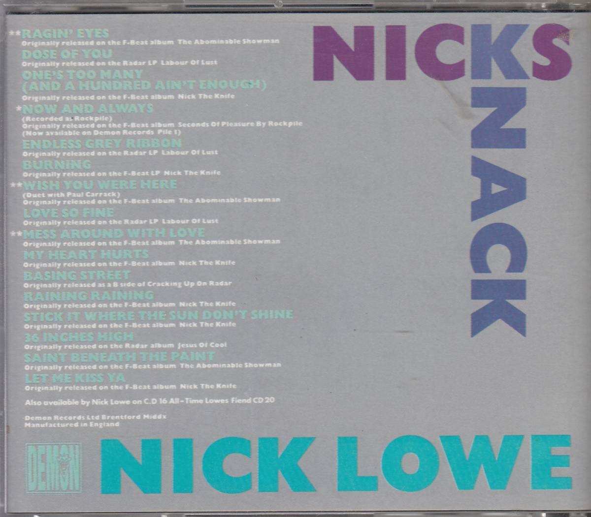 輸 Nick Lowe Nicks Knack◆規格番号■FIENDCD-59◆送料無料■即決●交渉有_画像2