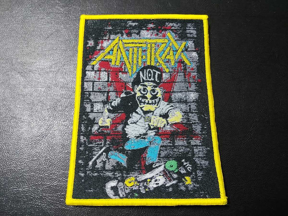 ANTHRAX 刺繍パッチ ワッペン not man skate アンスラックス 黄枠 / slayer metallica dark angel megadeth exodus testament s.o.d._画像1