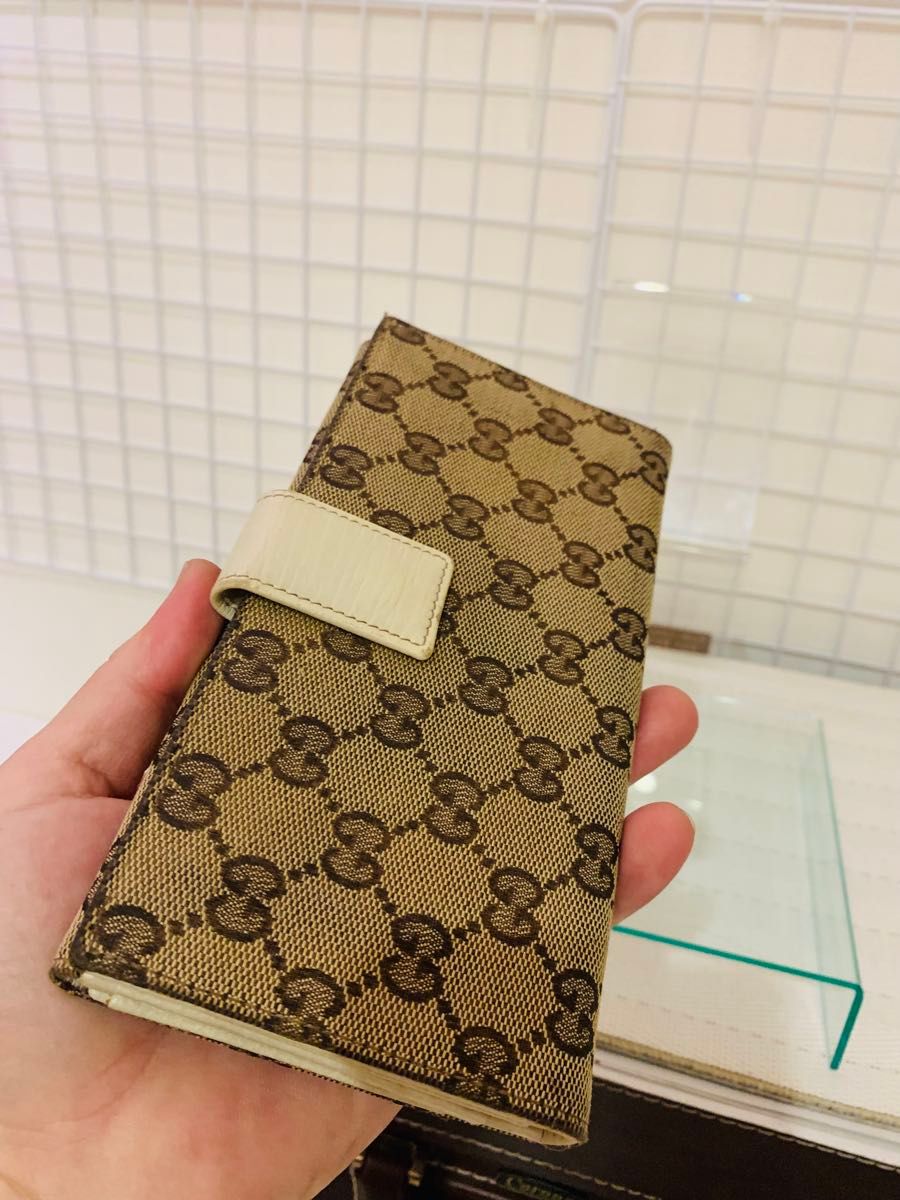 まあまあ美品】GUCCI グッチ GGキャンバス 長財布 レザー まあまあ美品】GUCCI グッチ GGキャンバス 長財布 レザー