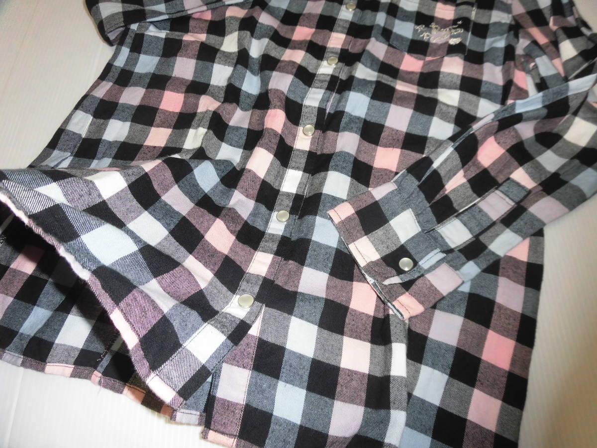 160! Pom Ponette! colorful check pattern blouse *