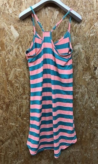 VOLCOM ボルコム M レディース カットソーワンピース 里地?zé)oし ボーダー ノースリーブ ポリエステル×レーヨン サーモンピンク×グリーン