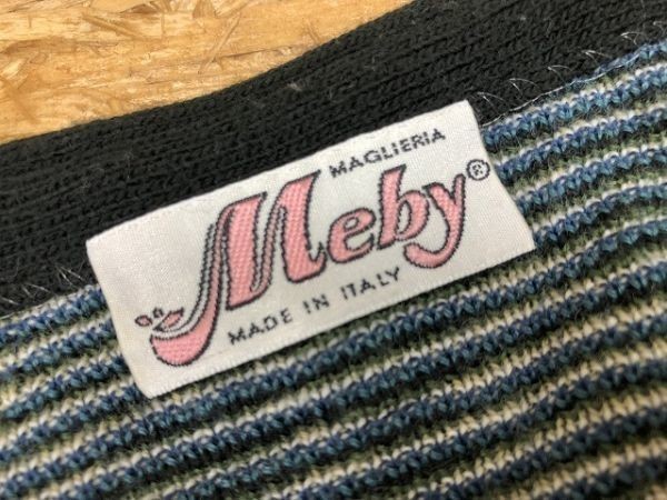 【イタリア製】 MEBY サイズ不明 レディース カットソーカーディガン レトロ古着 長袖 総柄 ボタニカル 花柄 黒×紫×青など_画像2