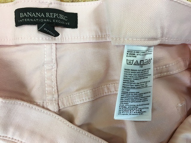 BANANA REPUBLIC バナナリパブリック サイズ27 レディース(メンズ？) パンツ テーパード 無地 ジップフライ 綿×ポリウレタン ライトピンク_画像4