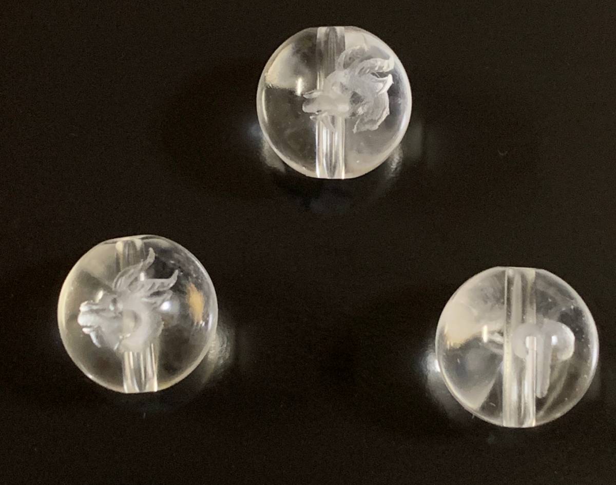 天然石彫り水晶12星座（おひつじ座）10mm玉　5粒セット