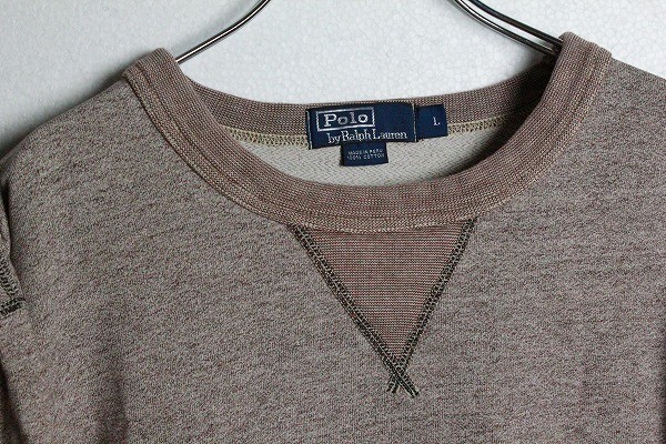 00\'s Polo Ralph Lauren front V crew neck sweatshirt tea .(L) sweat pants plain POLO 00 period 