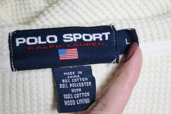 90's ラルフローレン ポロスポーツ 2トーン フルジップ スウェットパーカー (L) POLOSPORT 90年代 ラビットパーカー ナンバリング_画像8