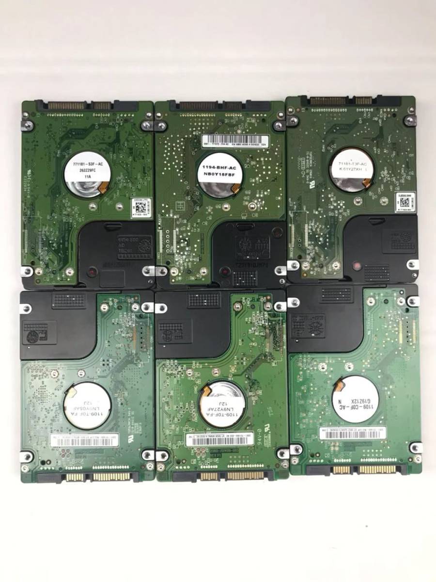 【中古パーツ】2.5 インチ ノート用 SATA 内蔵ハードディスク 厚さ7mm 500GB HDD 6台セット売り 正常品 ■2.5/7mm/500GB/SATA/正常/6台