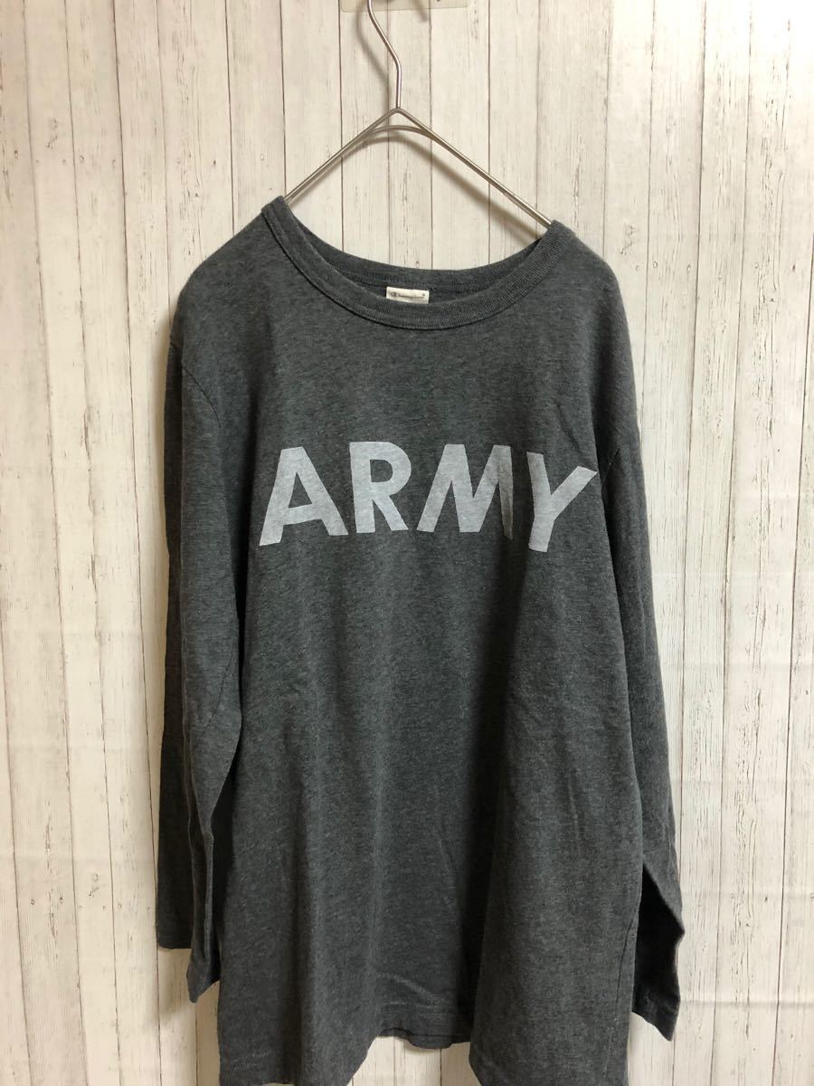 ☆Champion/チャンピオン /ロングTシャツ ロゴ/ARMY M/