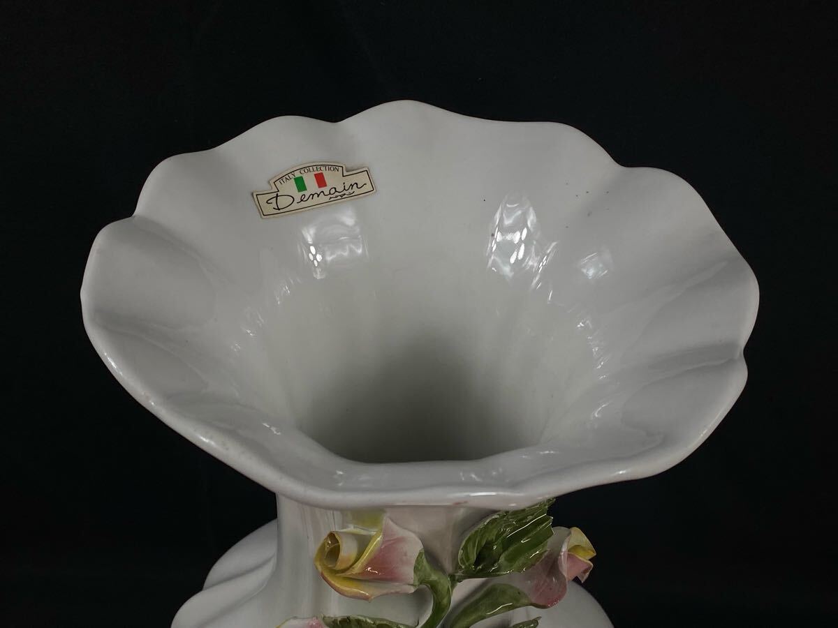 福蔵】 イタリア製 花瓶 フラワーベース 陶器製 ドマン 福蔵】 イタリア製 花瓶 フラワーベース 陶器製 ドマン