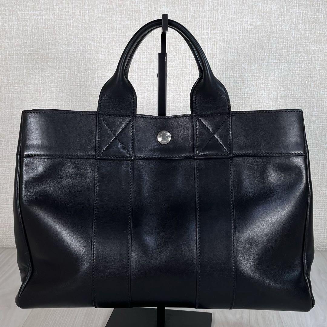 HERMES/エルメス オールレザー フールトゥPM トートバッグ 黒 ブラック