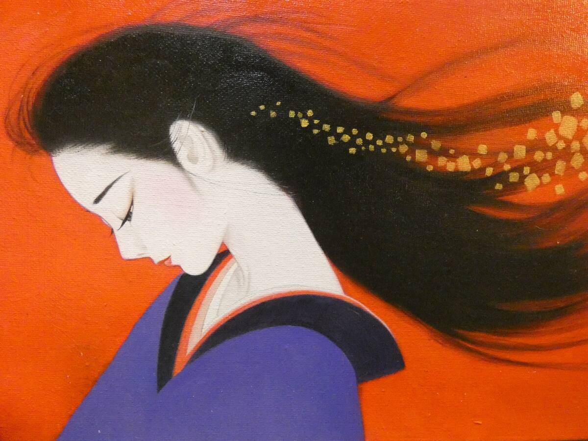 模写】油彩/ 鶴田一郎 『長髪美人 』 サインあり / 額装 M10 模写】油彩/ 鶴田一郎 『長髪美人 』 サインあり / 額装 M10