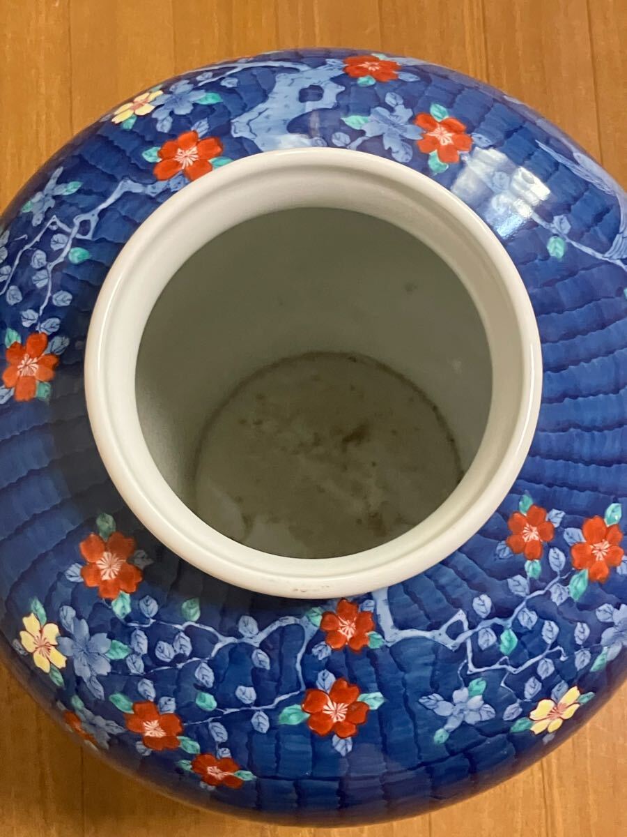 飾壺 花瓶 高さ32cm 梅鳥図 サインあり 花瓶 骨董 時代物 古美術 飾壺 花瓶 高さ32cm 梅鳥図 サインあり 花瓶 骨董 時代物 古美術