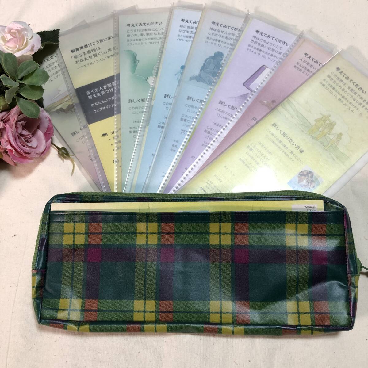54* сумка модель *JW проспект inserting! средний пакет 8 листов имеется * оттенок зеленого tartan проверка * ручная работа 