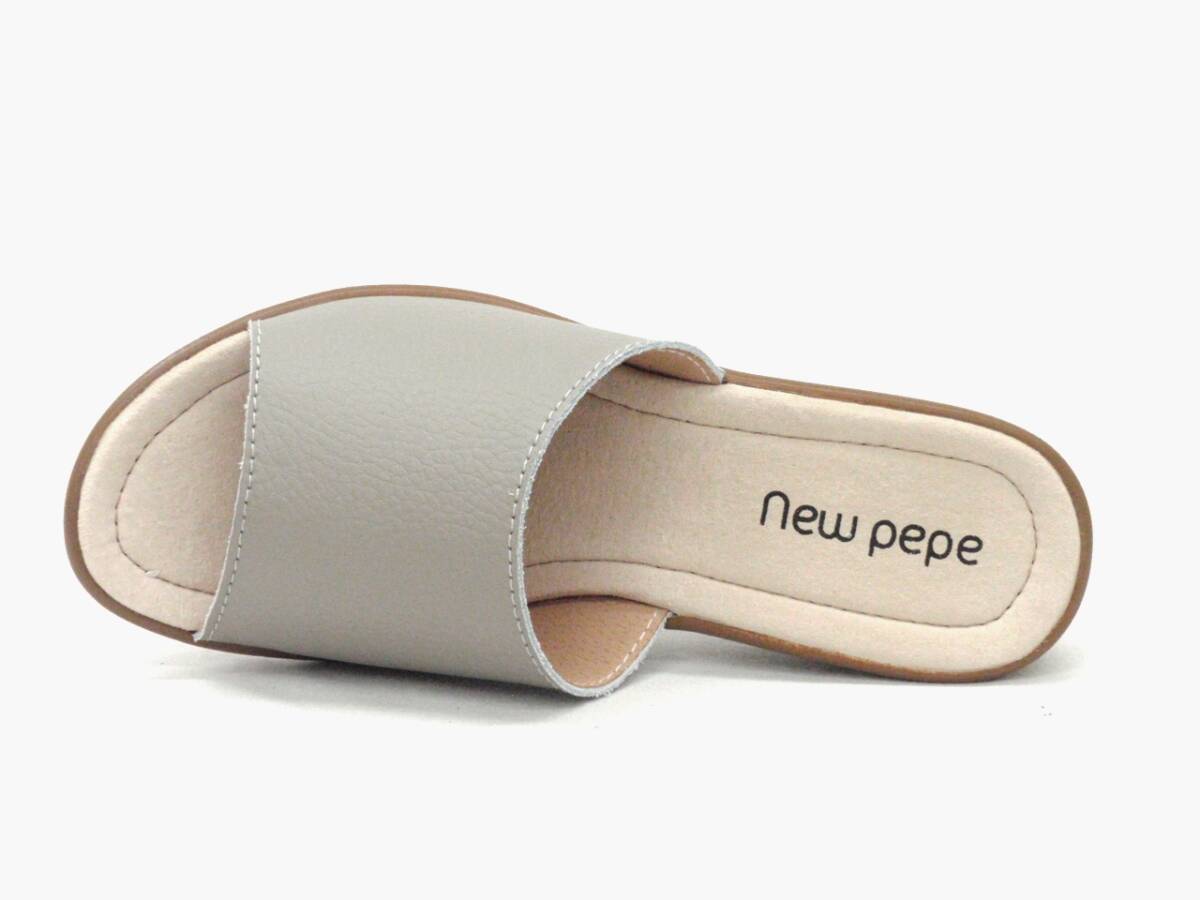 ニューペペ new pepe 7000 グレー Lサイズ(24.5cm) ヘップ ミュール サンダル 天然皮革