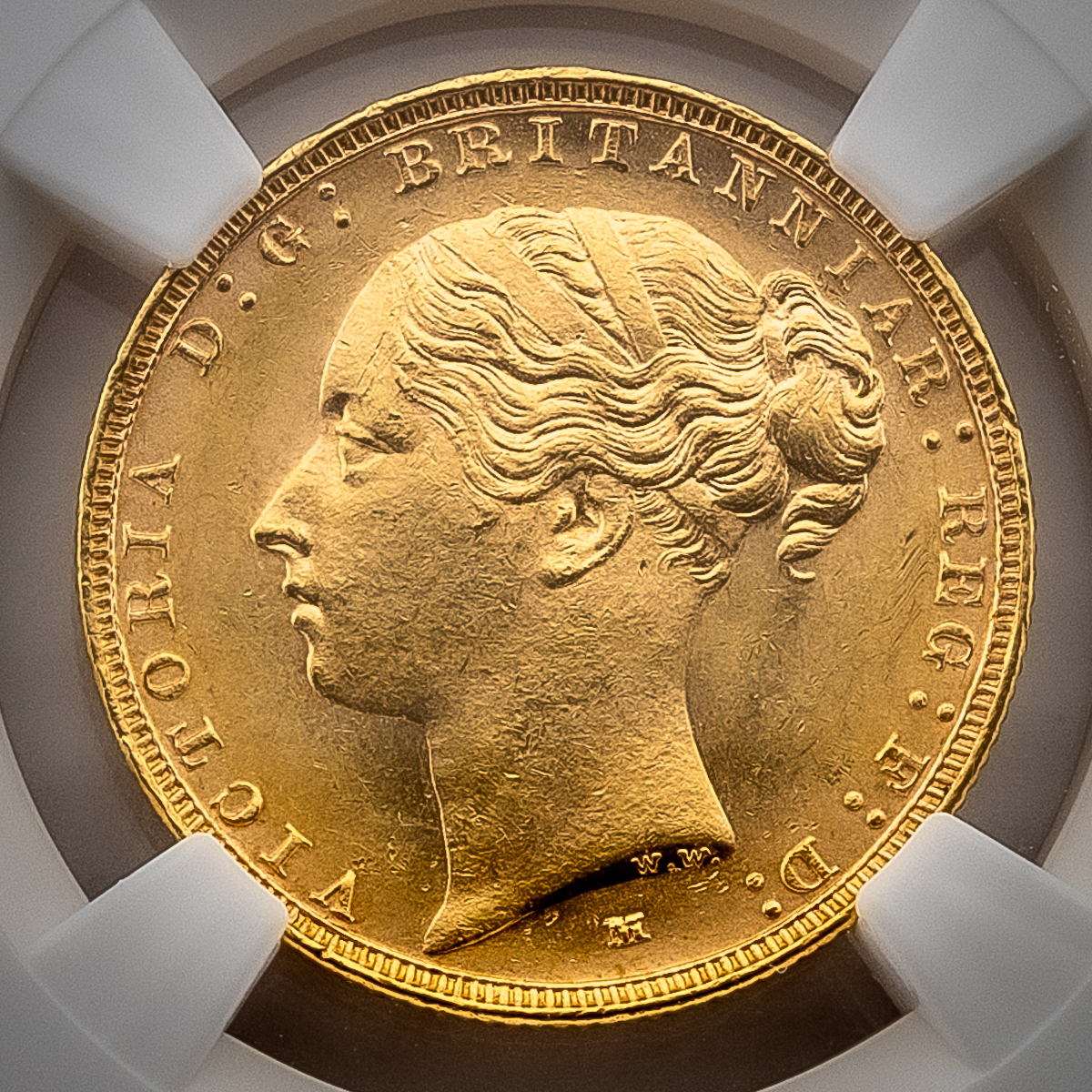 PCGSAU55 ヴィクトリア ソブリン 金貨 ヤングヘッドシールド