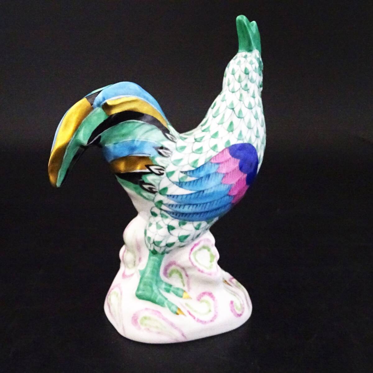 HEREND 干支置物 酉 鳥 高さ約14cm フィギュリン 置物 小物 金彩 HEREND 干支置物 酉 鳥 高さ約14cm フィギュリン 置物 小物 金彩