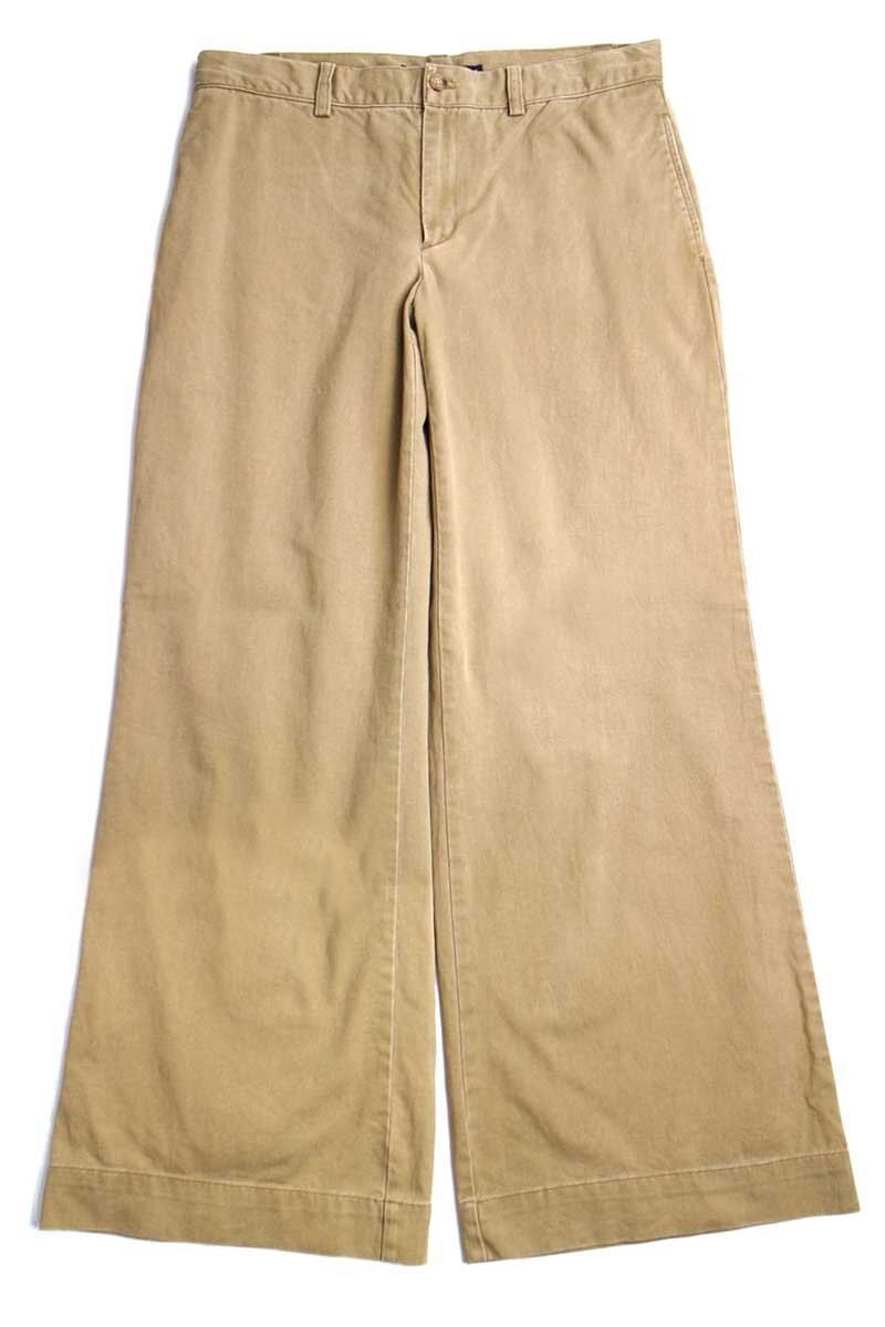 ★00s RALPH LAUREN SPORT ラルフローレン スポーツ シンチバック ワイド フレア コットン チノパン ブラウン 10★14 オールド パンツ