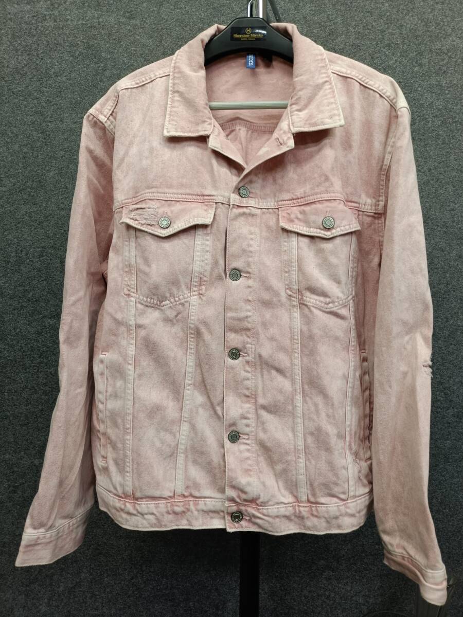 ★H&M エイチアンドエム DIVIDED ピンクデニムジャケット sizeXL