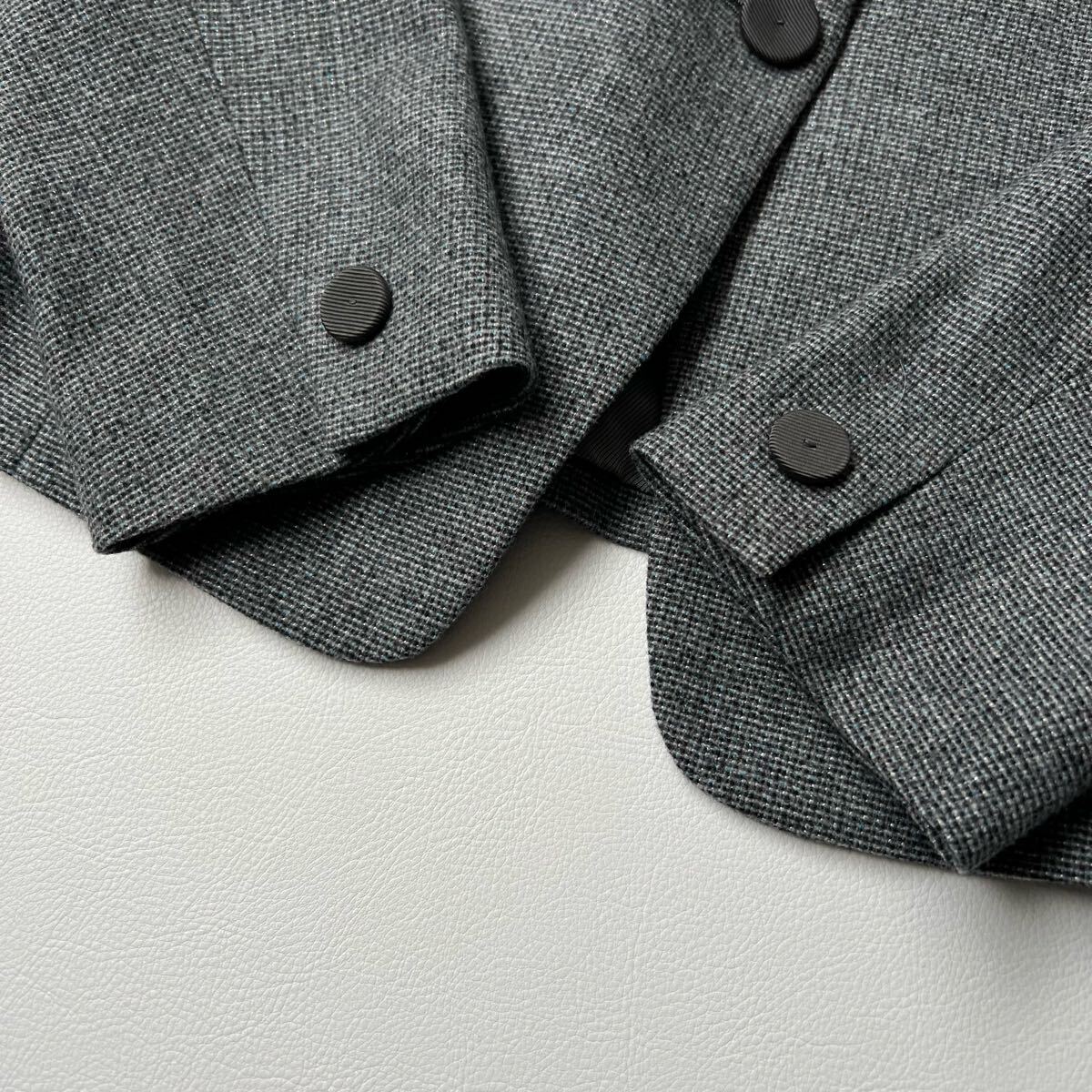美品 Aquascutum アクアスキュータム ノーカラージャケット スタンドカラー ウールジャケット イタリア制生地使用 日本制 トップス 13