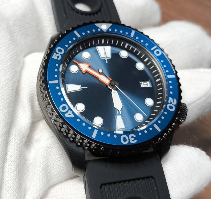NO LOGO ノーロゴ ブラックボーイ SKX007 オマージュ MOD カスタム ダイバー マリーン ネイビーボーイ 自動巻き 機械式 シーガル
