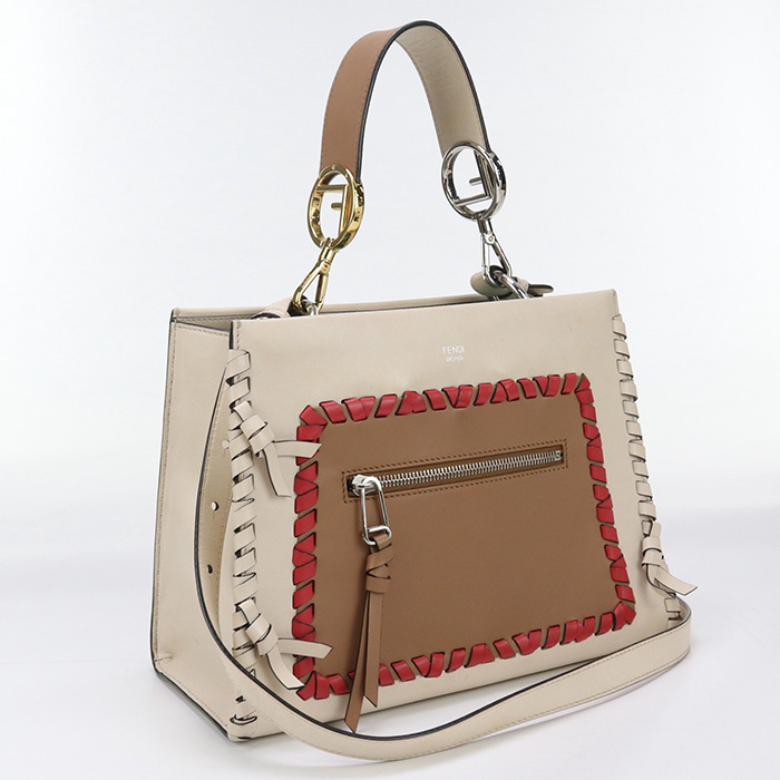 中古良品 FENDI フェンディ ハンドバッグ 8BH344 A316 2WAYハンドバッグ ラナウェイ レディース ベージュ