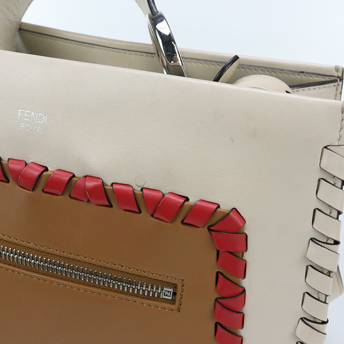 中古良品 FENDI フェンディ ハンドバッグ 8BH344 A316 2WAYハンドバッグ ラナウェイ レディース ベージュ