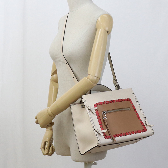 中古良品 FENDI フェンディ ハンドバッグ 8BH344 A316 2WAYハンドバッグ ラナウェイ レディース ベージュ