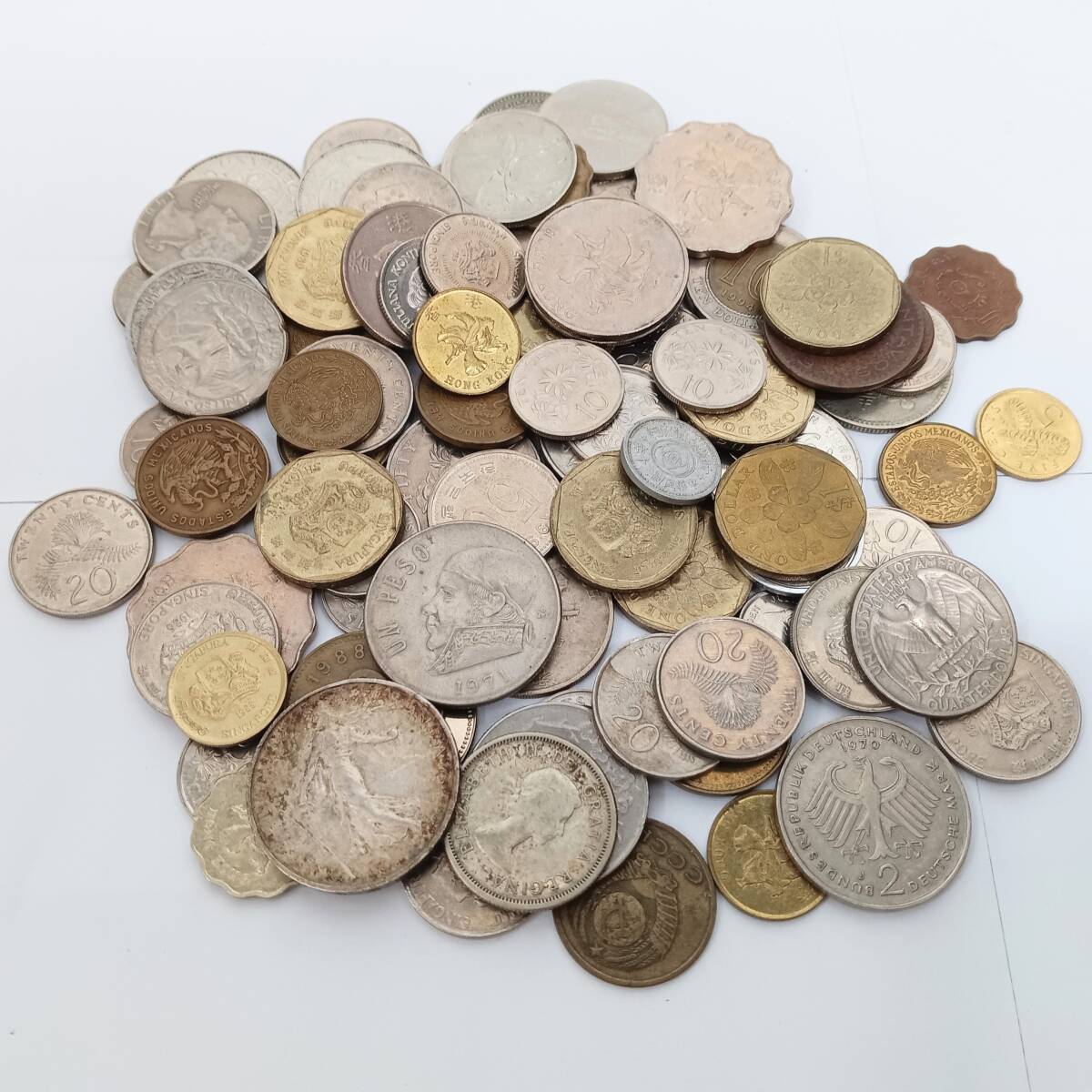 外国銭 まとめ 総重量約400g コイン 記念 硬貨 貨幣 紙幣 銀貨