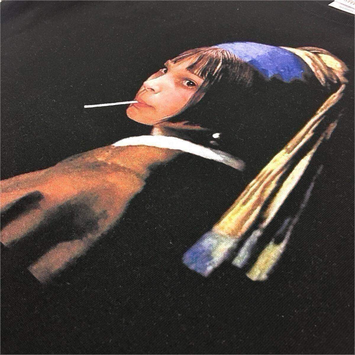 新品 LEON レオン マチルダ フェルメール 真珠の耳飾りの少女 青ターバン 映画ヒロイン 絵画アートパロディ Tシャツ ユニセックス Mサイズ