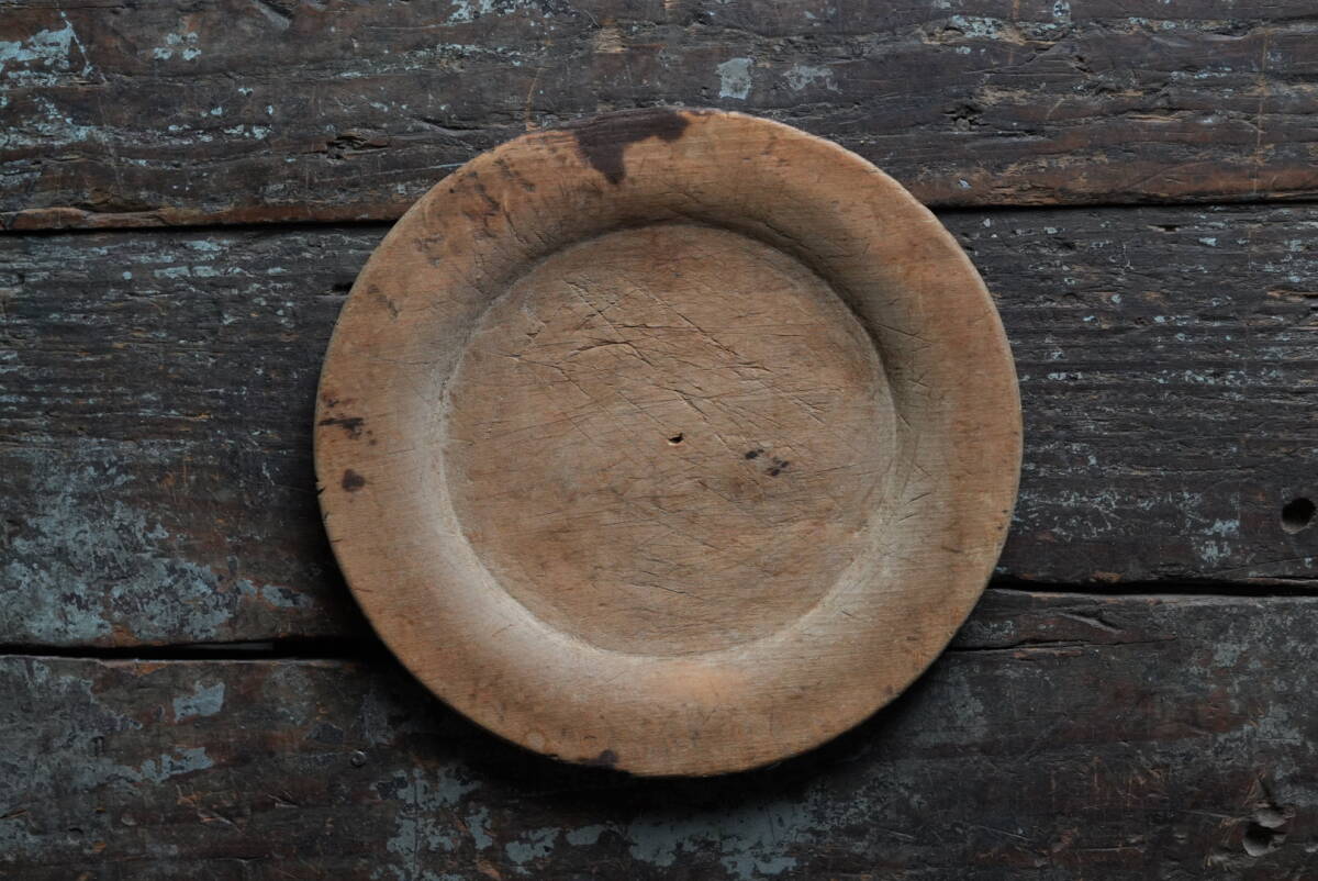 18世紀(jì) 1700年代 スウェーデン木皿 Swedish Wooden Round Rim Plate / フォークアート 民蕓 オブジェ 古道具 アンティーク 器12