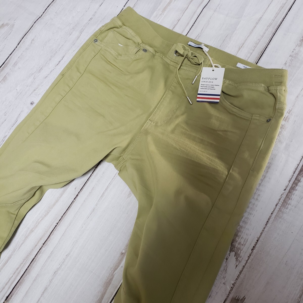 【新品】BAYFLOW Lサイズ B-FLEX ジョガーパンツ スレトレッチ イエローベージュ系 ベイフロー イージーパンツ リブ ジョグパンツ