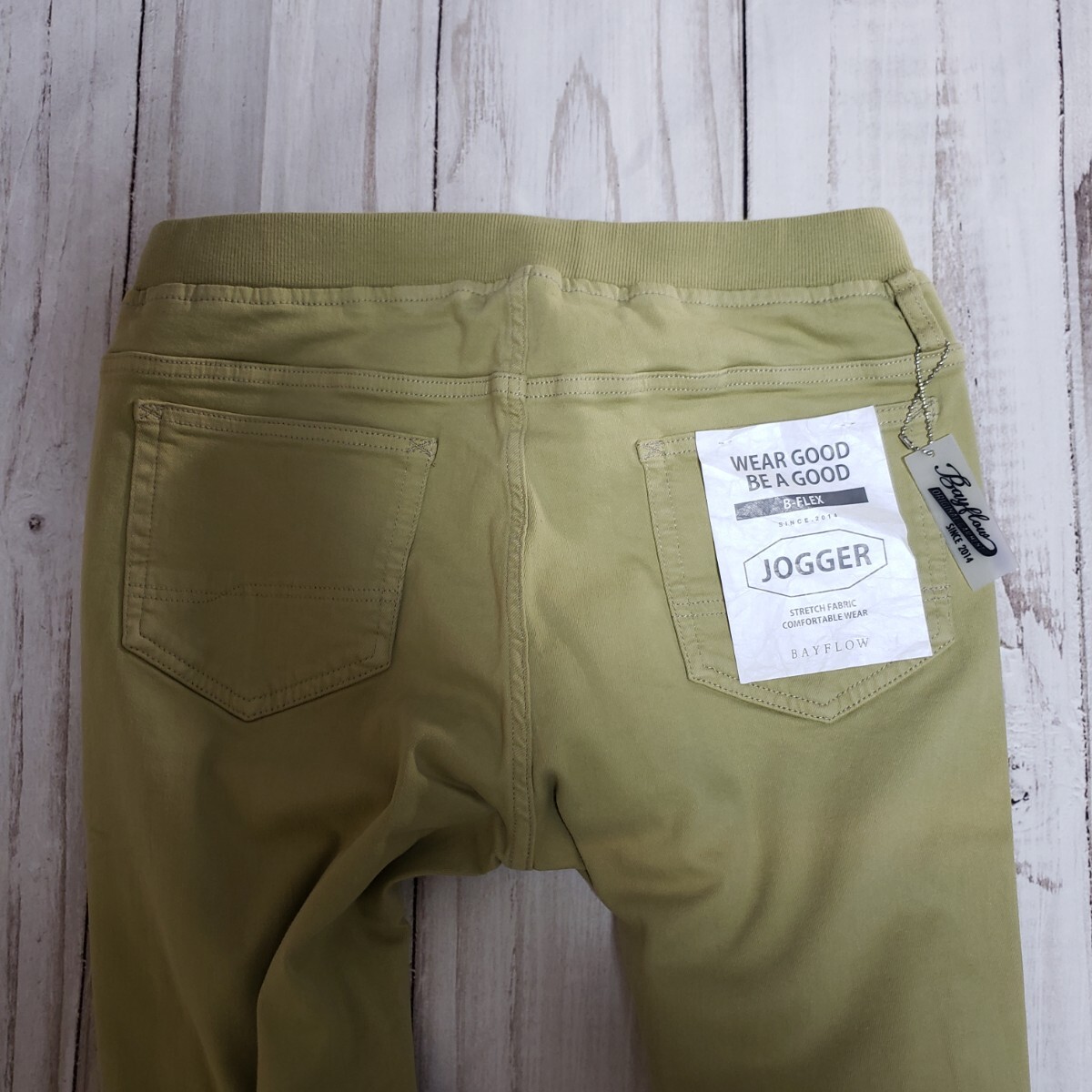 【新品】BAYFLOW Lサイズ B-FLEX ジョガーパンツ スレトレッチ イエローベージュ系 ベイフロー イージーパンツ リブ ジョグパンツ