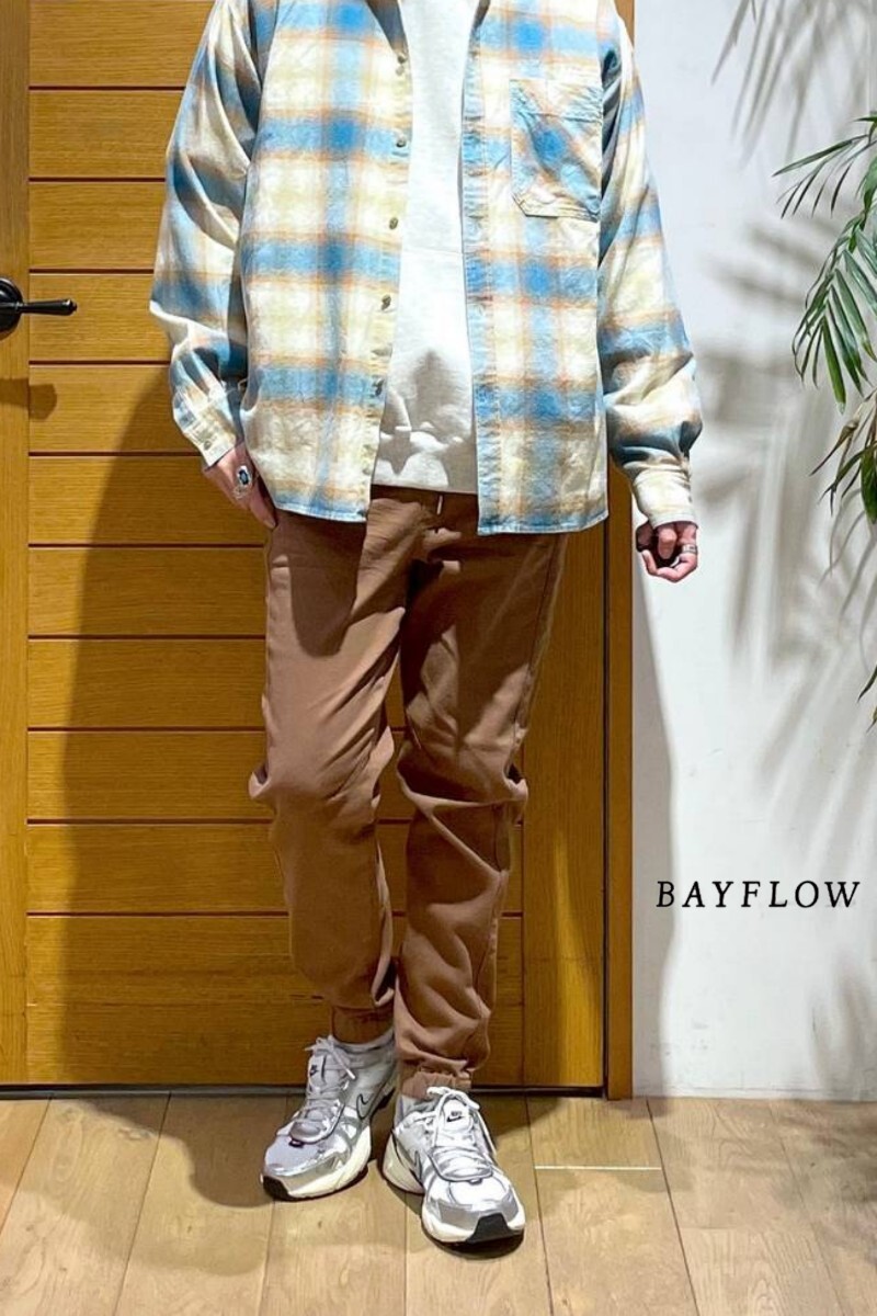 【新品】BAYFLOW Lサイズ B-FLEX ジョガーパンツ スレトレッチ ブラウン ベイフロー イージーパンツ リブ ジョグパンツ 