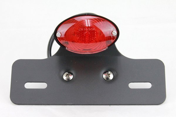 LEDテールランプ/ナンバーステー 黒/赤 SR400 ドラッグスター400 ビラーゴ250 トリッカー XS250 XS650 TW200 TW225 SR500