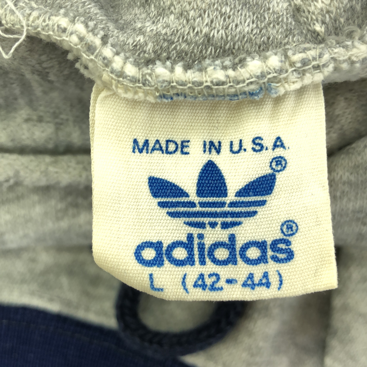 ◆中古品◆adidas アディダス ツートン パーカー ビンテージ 紺 グレー スウェット スエット 80s USA制 Lサイズ X79039NSC