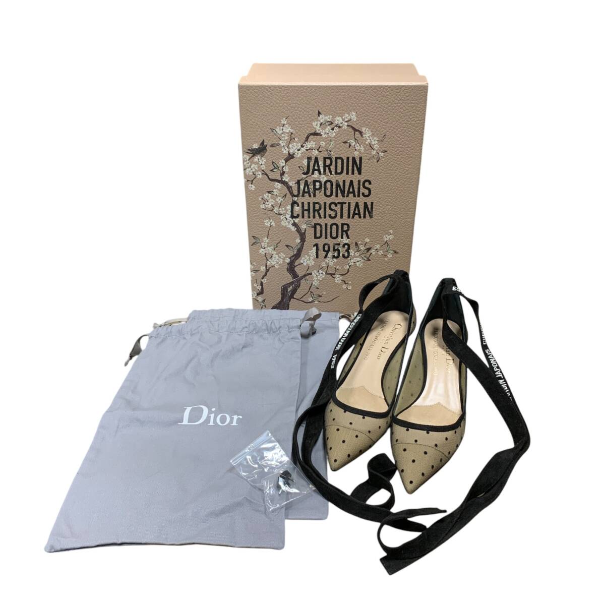 ◆中古品◆ ディオール Christian Dior ドット チュール JARDIN JAPONAIS パンプス サイズ35 1/2D(22.5cm位) 箱有 V85001NC