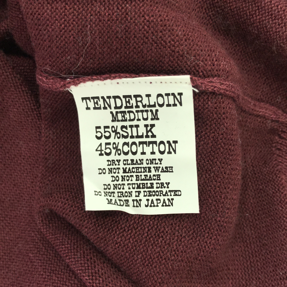◆中古品◆TENDERLOIN テンダーロイン クルーネックセーター ウール シルク混 サイズM ボルドー系 無地 X64939NSC