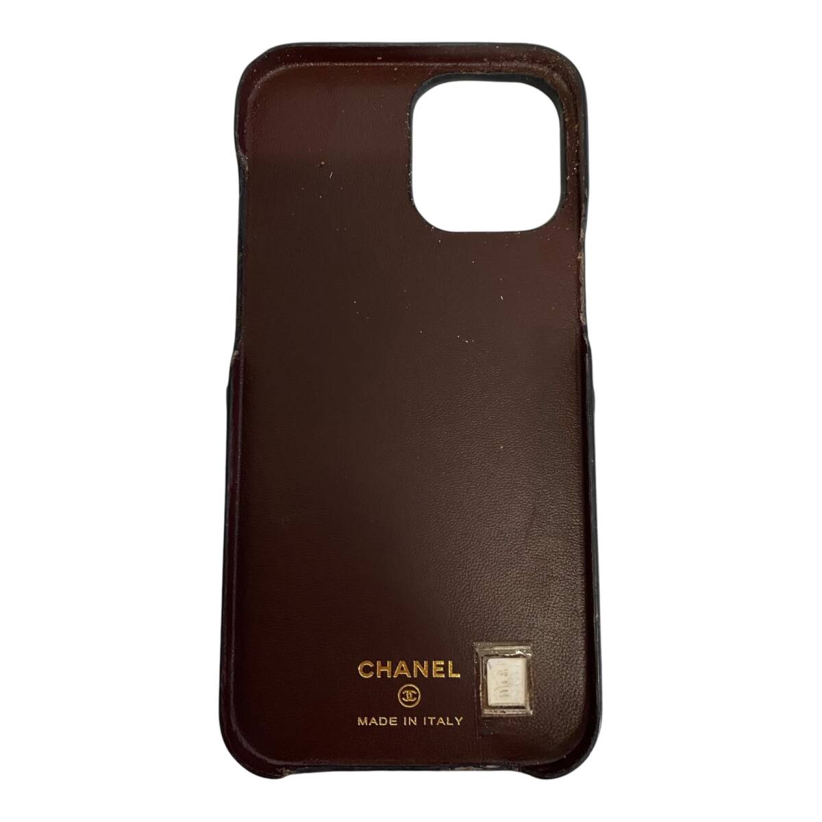 【中古品】CHANEL シャネル iPhoneケース キャビアスキン マトラッセ iPhone12 Pro ブラック レザー ココマーク A84920RL